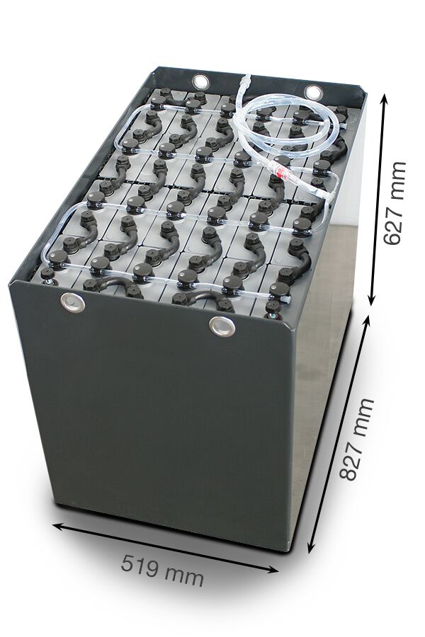 Q-Batteries 48V Gabelstaplerbatterie 4 PzS 460 DIN A (827 x 519 x 627mm) Trog 57017076 inkl. Aquamatik