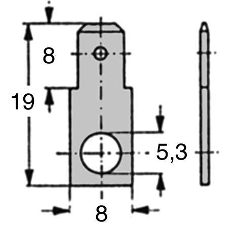 Adapter M5 auf Faston F2 Flachstecker 6,3mm gerade (1 Paar)