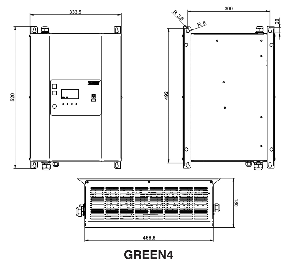 Q-Batteries energiesparendes Hochfrequenzladegerät 48V 60A by S.P.E. Charger GREEN4 - 1-phasig 230V ohne Stecker - Ladekennlinie : Nassbatterien / PZS