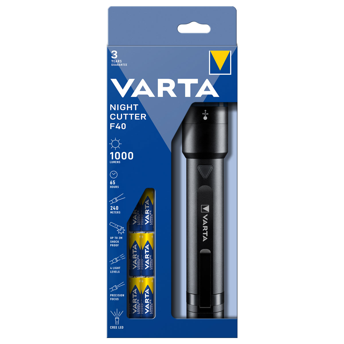 Varta Night Cutter F40 Taschenlampe inkl. 6x AA Batterien