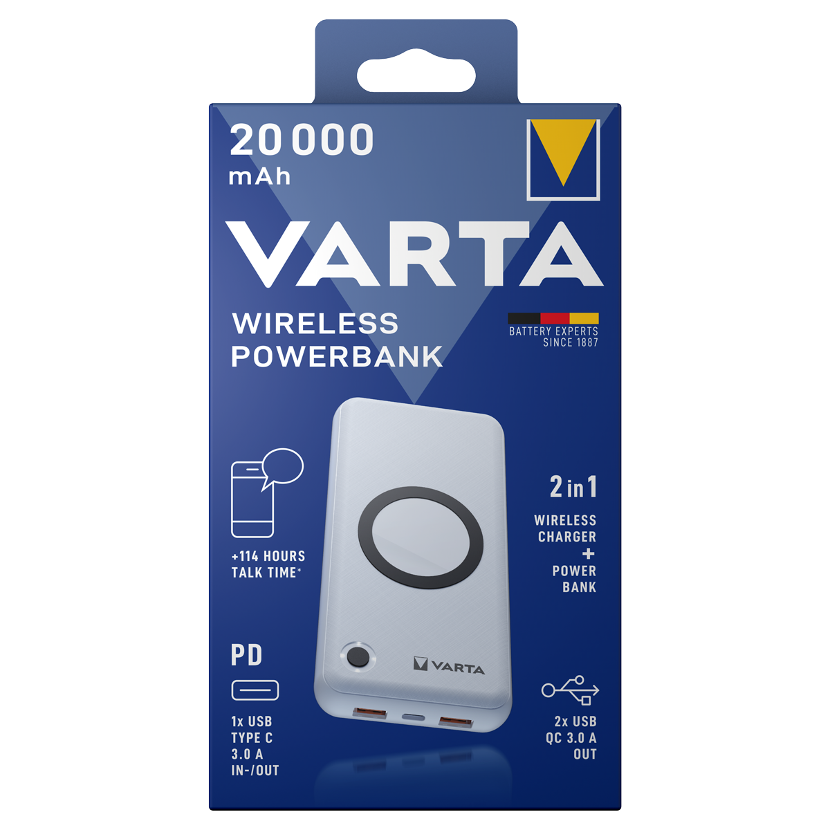 VARTA Wireless Power Bank 20000mAh + Ladekabel