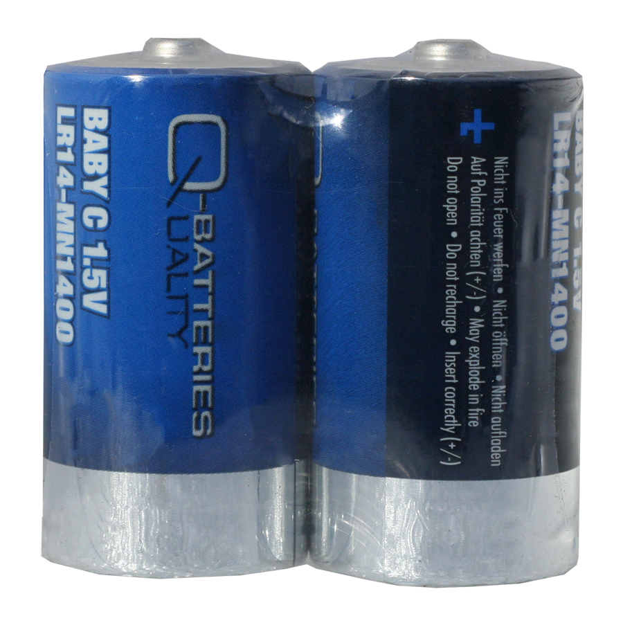 Q-Batteries Baby Batterie LR14 C 1,5V Alkaline Zellen (2er Folie)