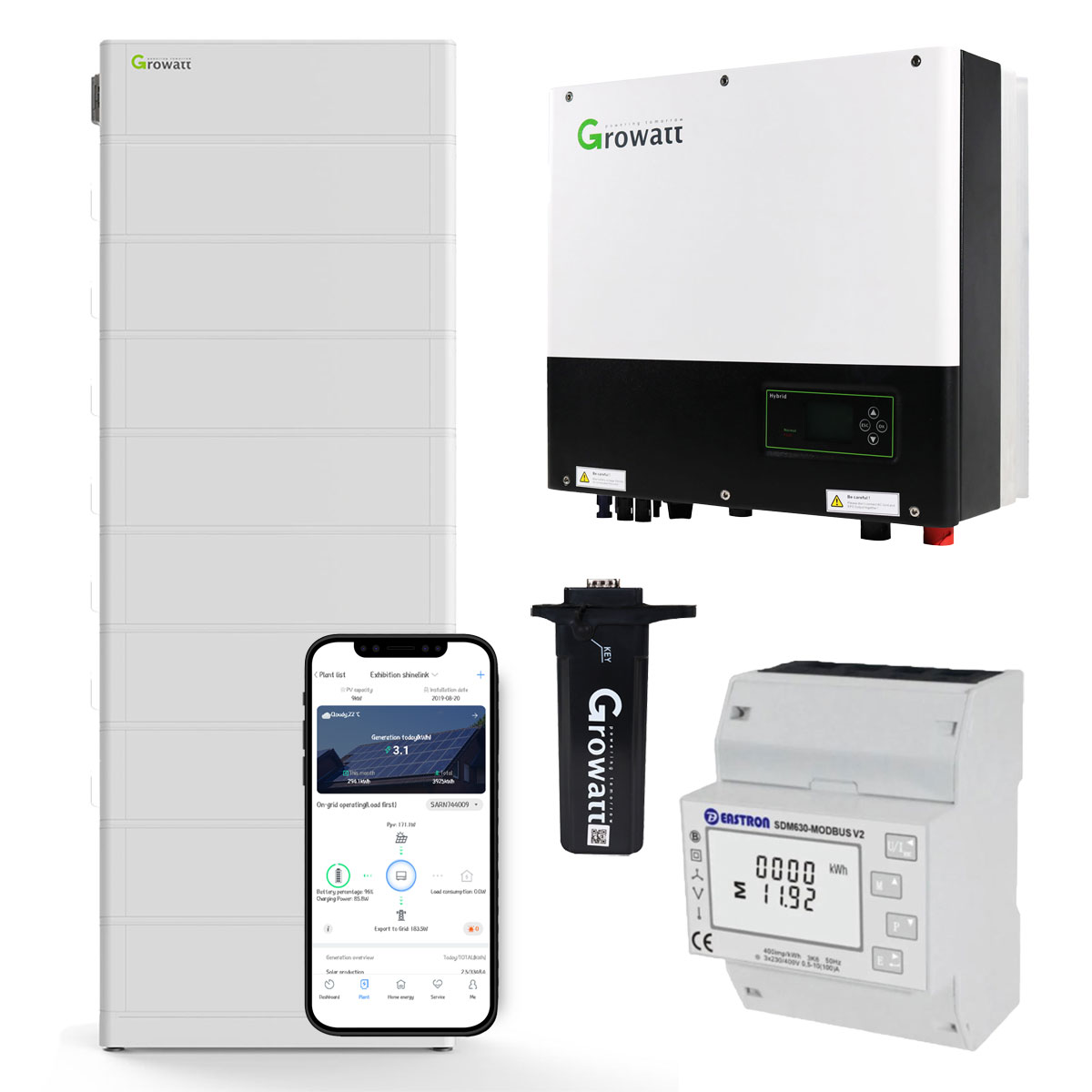 Growatt SPH6000TL3-BH-UP 6kW Hybrid Wechselrichter mit 23.0kWh Solarspeicher-Set