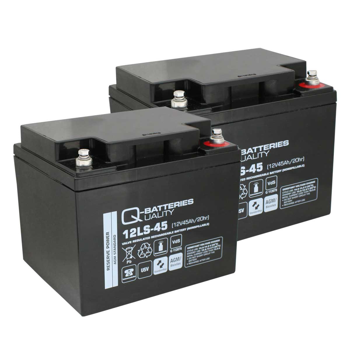 Ersatzakku für Brandmeldezentrale Siemens FC726-ZA 2 x AGM Batterie 12V 45Ah mit VdS