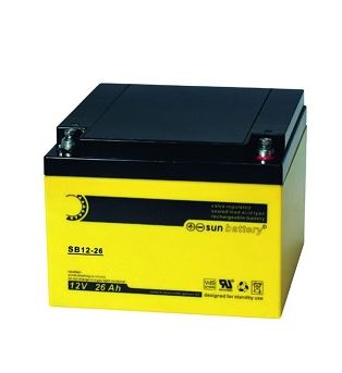 Sun Battery SB 12-26 V0 12V 26Ah (C20) AGM Batterie mit VdS