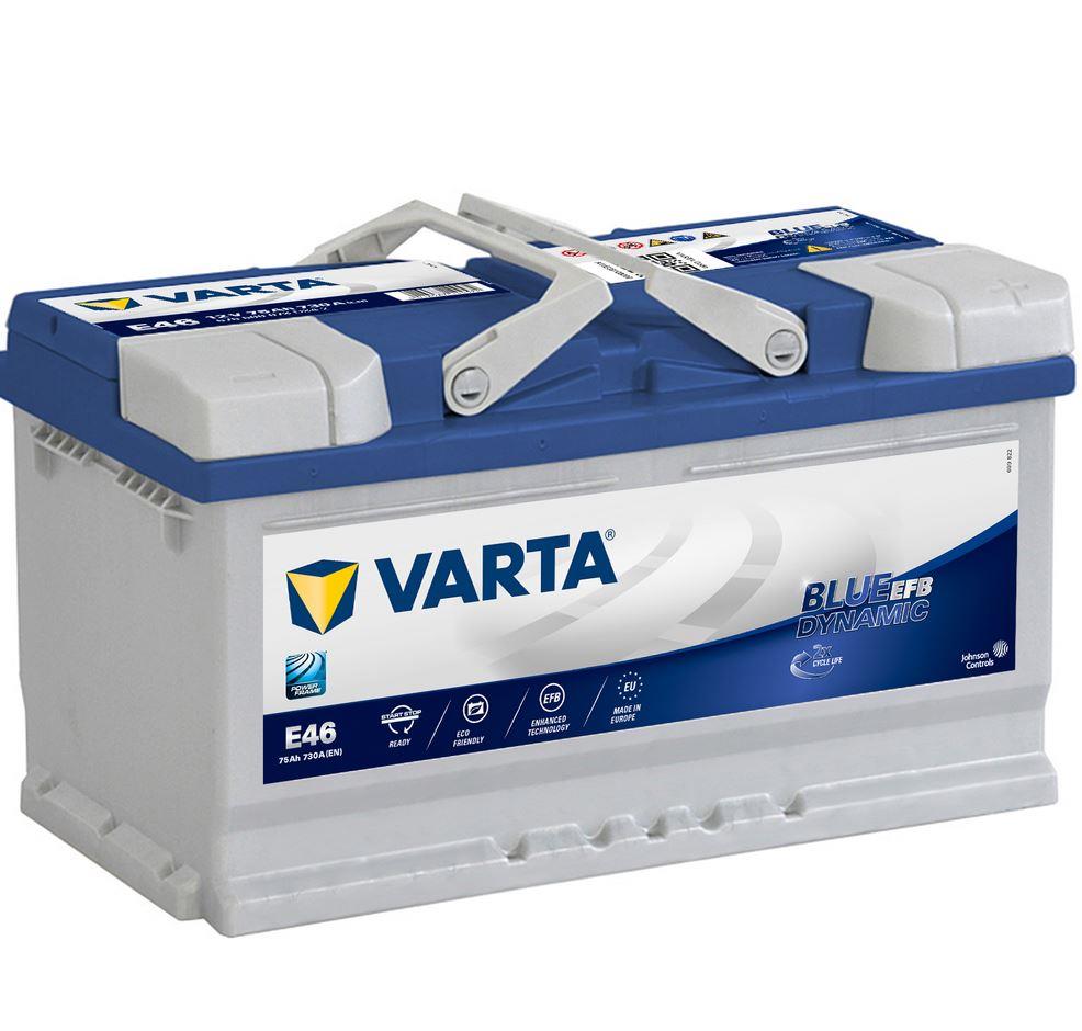 VARTA E46 Blue Dynamic EFB 75Ah 730A Autobatterie Start-Stop 575 500 073