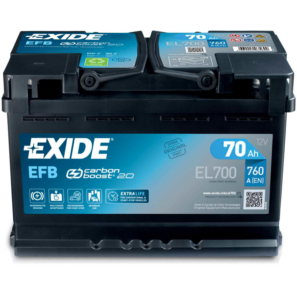 Exide EL700 Start-Stop EFB 12V 70Ah 720A Autobatterie