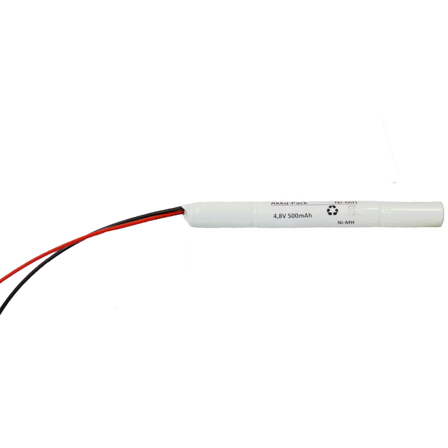 Akku Pack 4,8V 500mAh Stab NiMH L4x1 mit 200mm Kabel für RPower Notleuchten