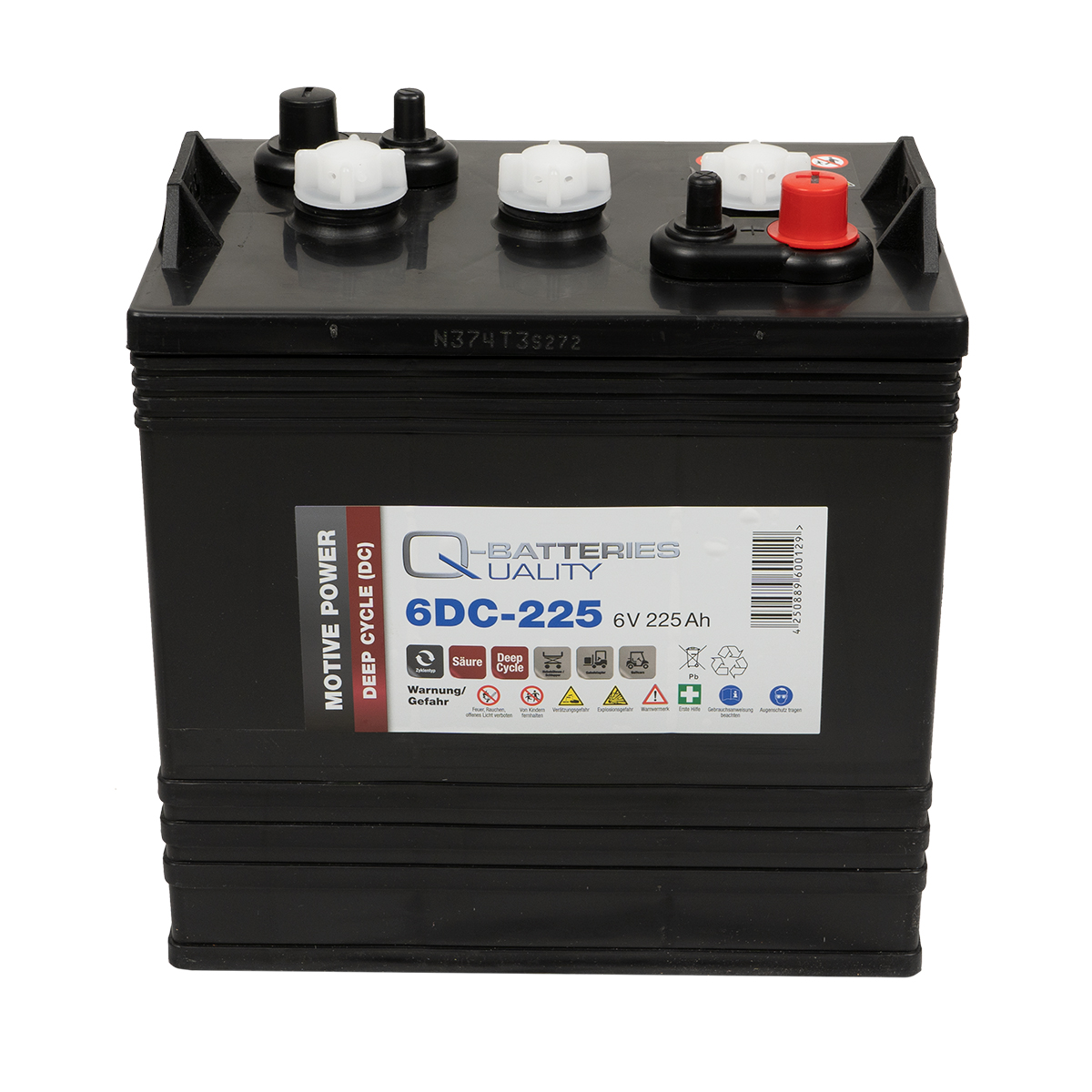 Q-Batteries 6DC-225 6V 225Ah Deep Cycle Batterie für Golfcars, Reinigungsmaschinen, Arbeitsbühnen