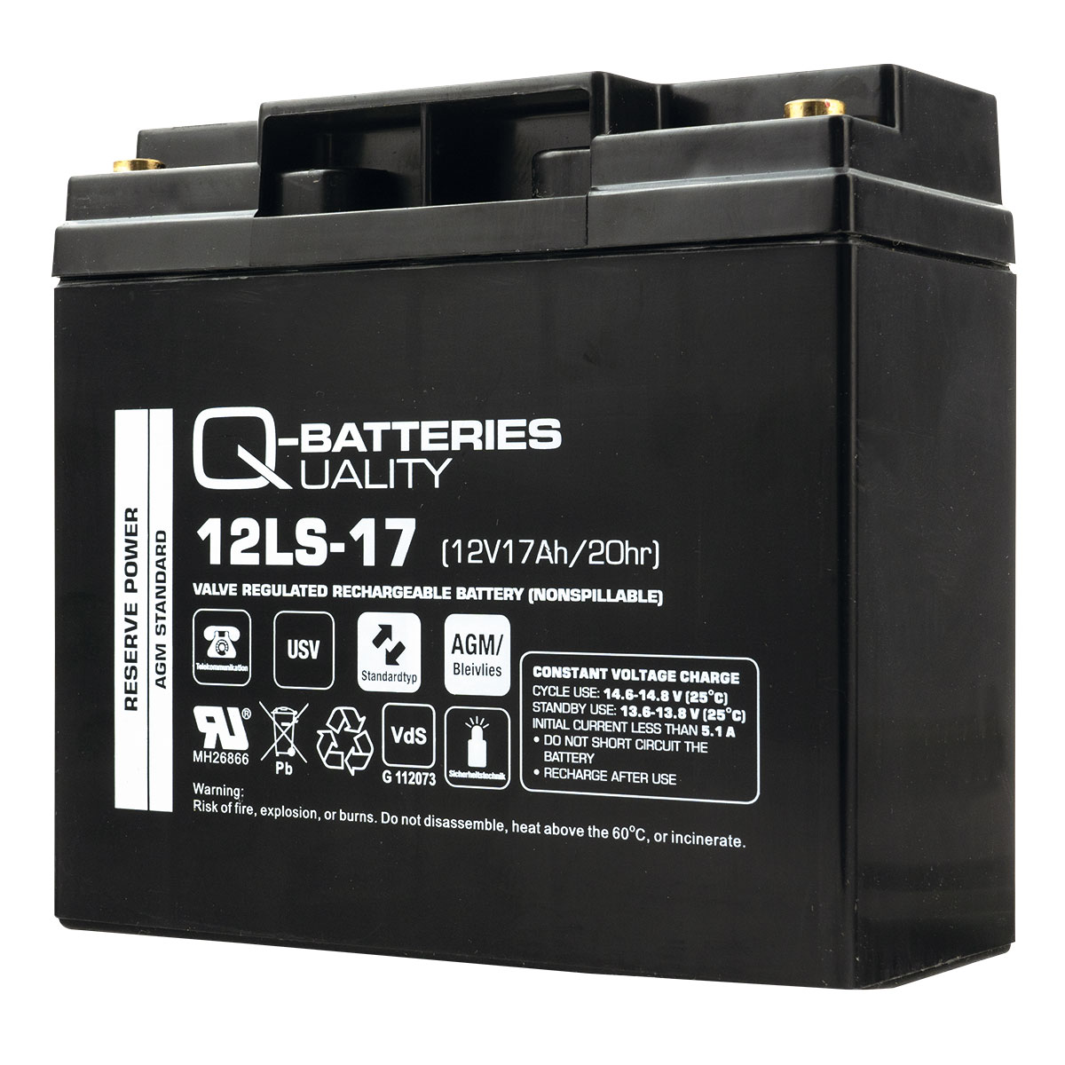 Q-Batteries 12LS-17 12V 17Ah Blei-Vlies-Akku / AGM VRLA mit VdS