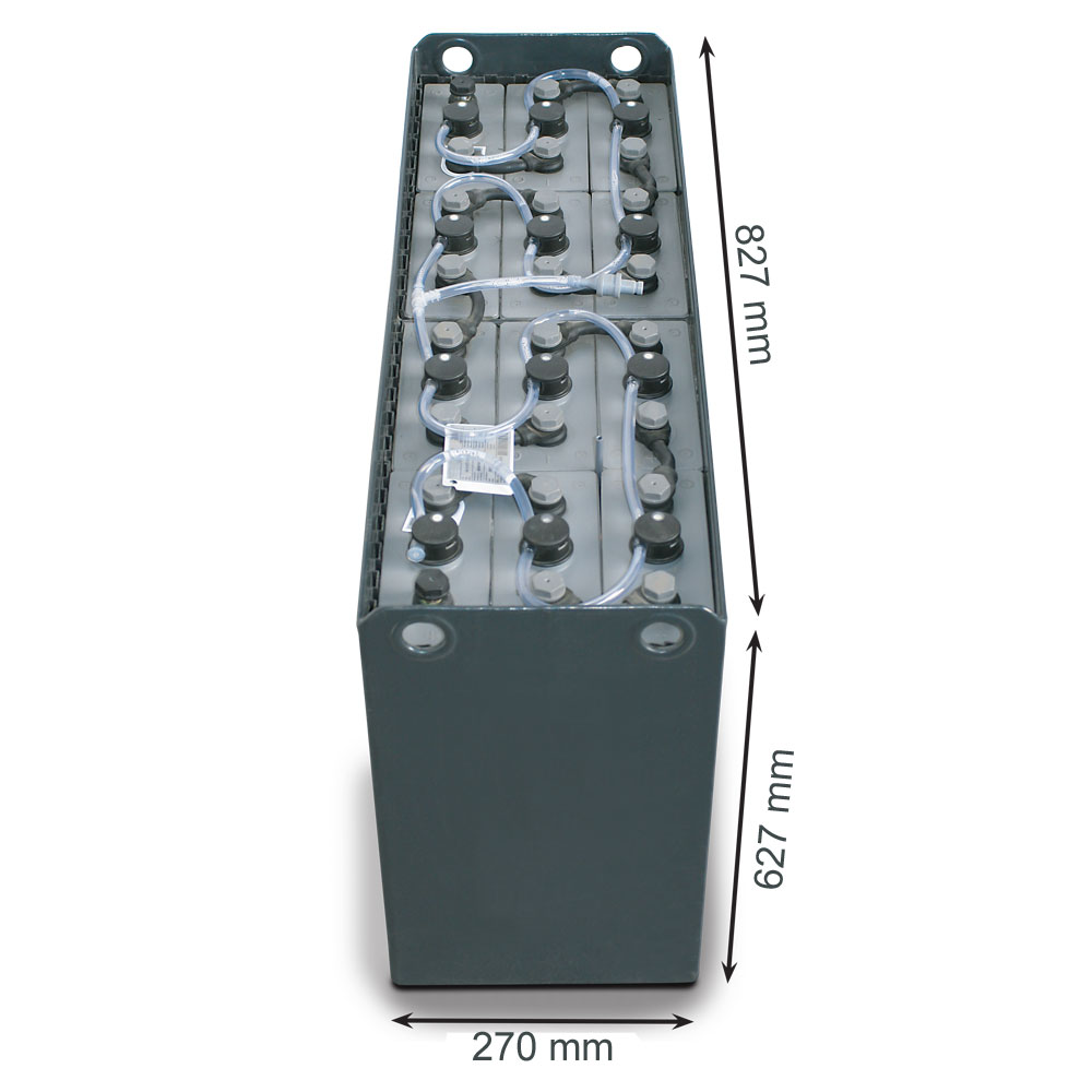 Q-Batteries 24V Gabelstaplerbatterie 4 PzS 460 DIN A (827 * 270 * 627) Trog 57014025 inkl.Aquamatik