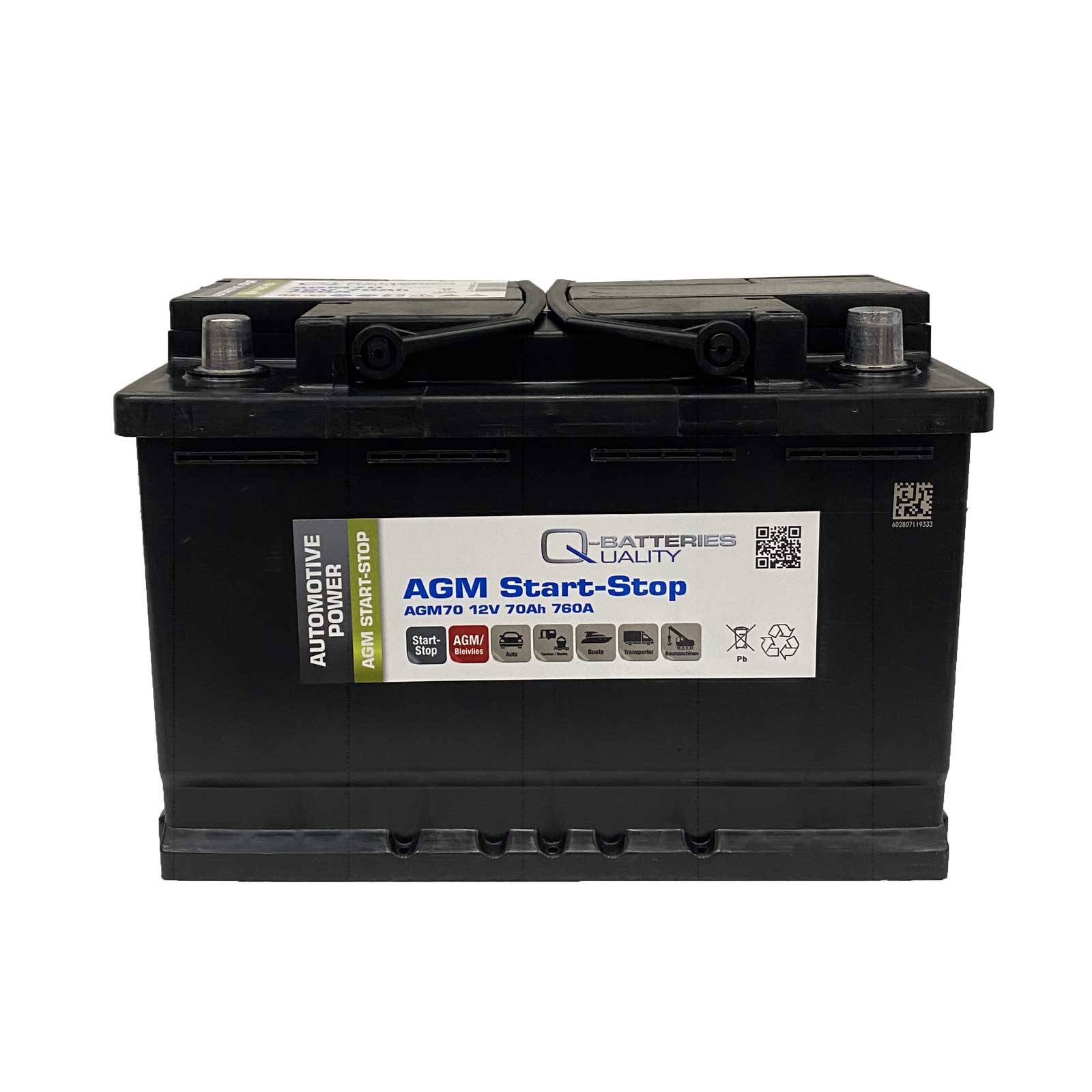 Q-Batteries Start-Stop Autobatterie AGM70 12V 70Ah 760A