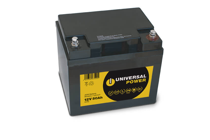 Universal Power 50-12C 12V 50Ah AGM Batterie wartungsfrei zyklenfest