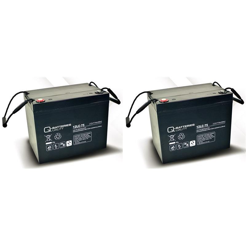 Ersatzakku für Sopur E160 2 St. Q-Batteries 12LC-75 / 12V - 77Ah Blei Akku Zyklentyp AGM VRLA