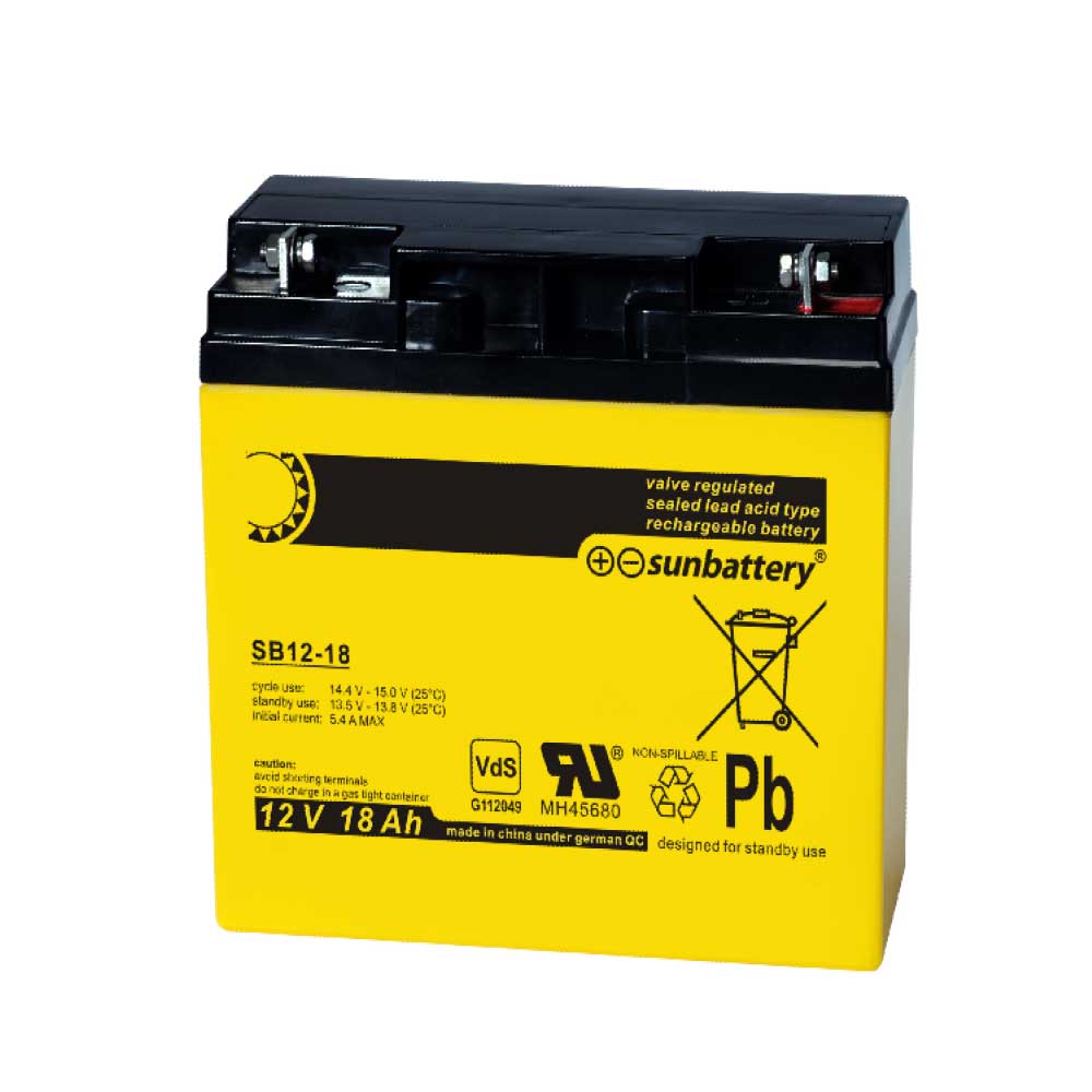 Sun Battery SB 12-18 V0 12V 18Ah (C20) AGM Batterie mit VdS