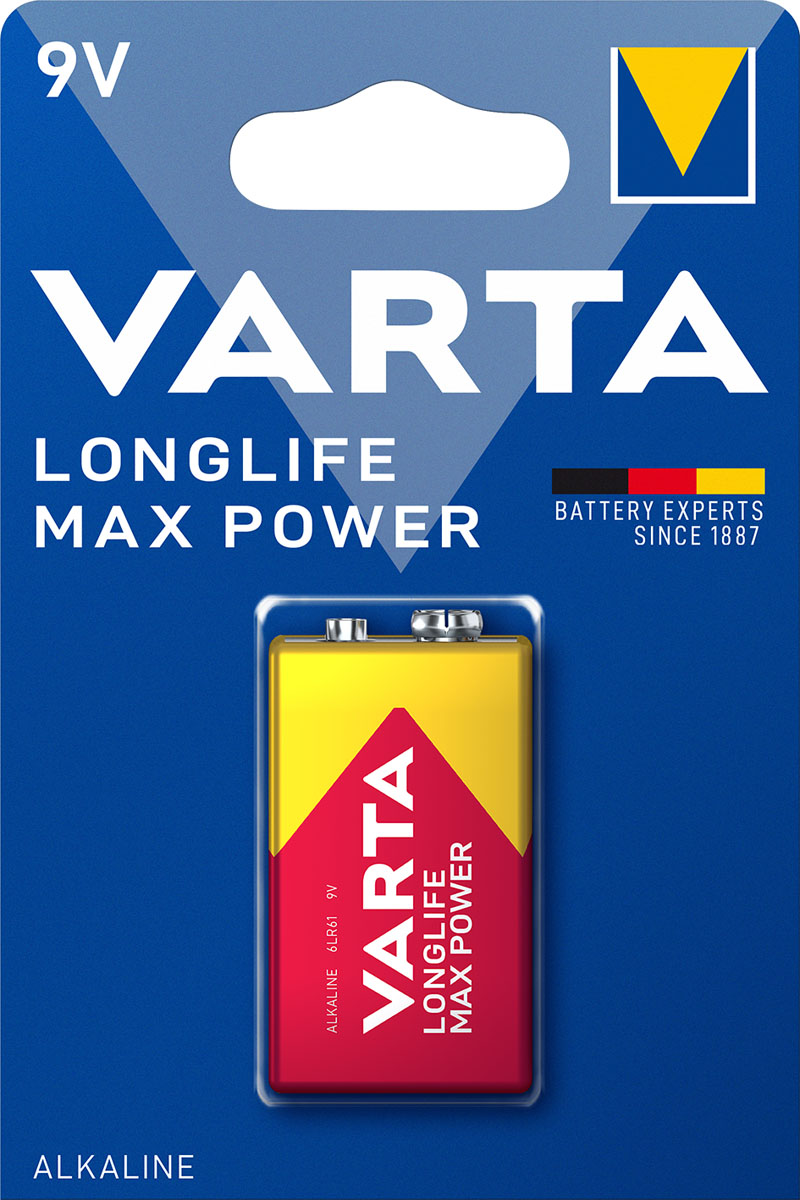 Varta 9V Block Longlife Max Power Batterie 4922 6LR61 (1er Blister)