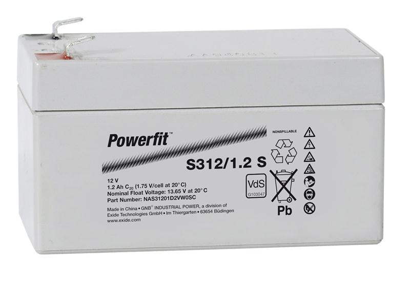Exide Powerfit S312/1,2 S 12V 1,2Ah dryfit Blei-Akku AGM mit VdS