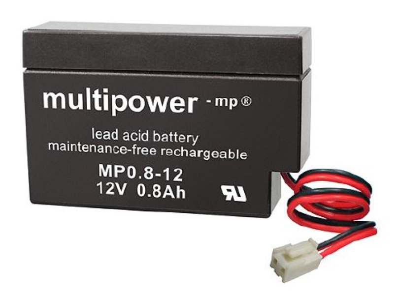 Multipower MP0,8-12 /12V 0,8Ah Blei Akku AGM mit JST-Stecker
