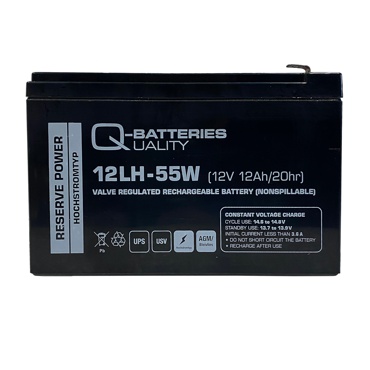 Q-Batteries 12LH-55W 12V 12Ah Blei-Vlies-Akku AGM VRLA Hochstrom USV