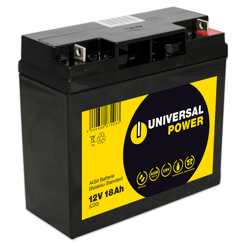 Universal Power AGM UPS12-18 12V 18Ah AGM Batterie USV Akku wartungsfrei