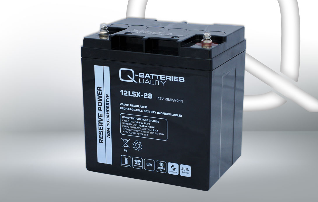 Q-Batteries 12LSX-28 12V 28Ah Blei-Vlies-Akku / AGM 10 Jahre