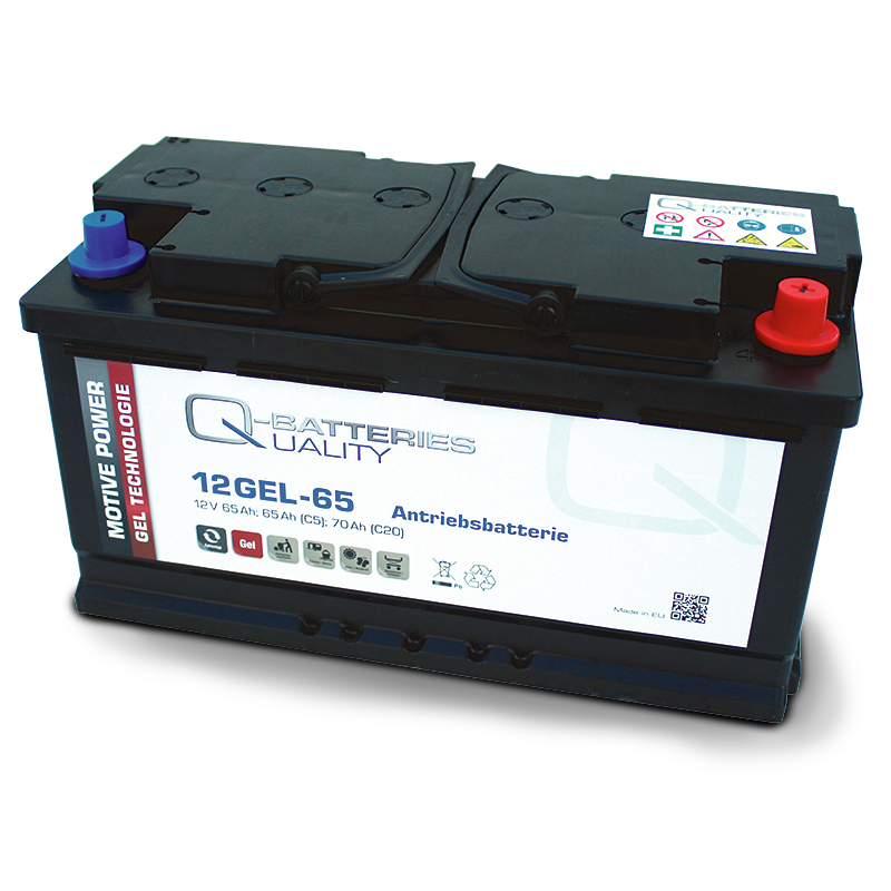 Q-Batteries 12GEL-65 Antriebsbatterie 12V 65Ah (5h), 73Ah (20h) wartungsfreier Gel-Akku VRLA