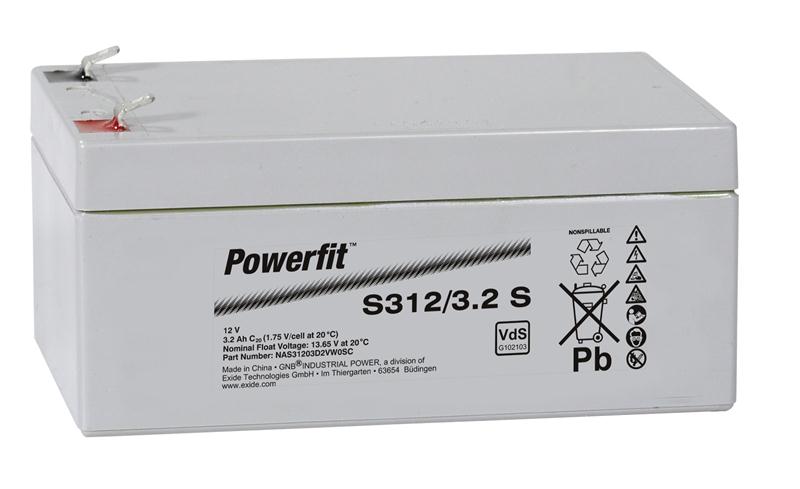 Exide Powerfit S312/3,2 S 12V 3,2Ah dryfit Blei-Akku AGM mit VdS