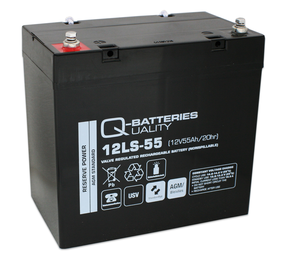 Q-Batteries 12LS-55 / 12V - 55Ah Blei Akku Standard-Typ AGM VRLA 10 Jahres Typ