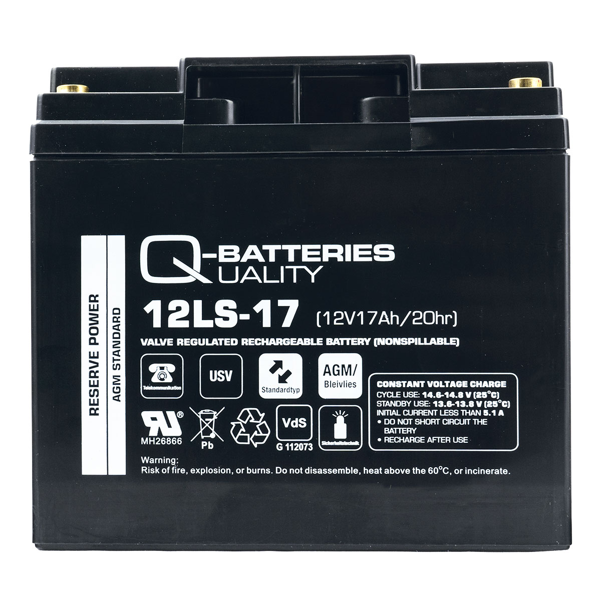 Q-Batteries 12LS-17 12V 17Ah Blei-Vlies-Akku / AGM VRLA mit VdS