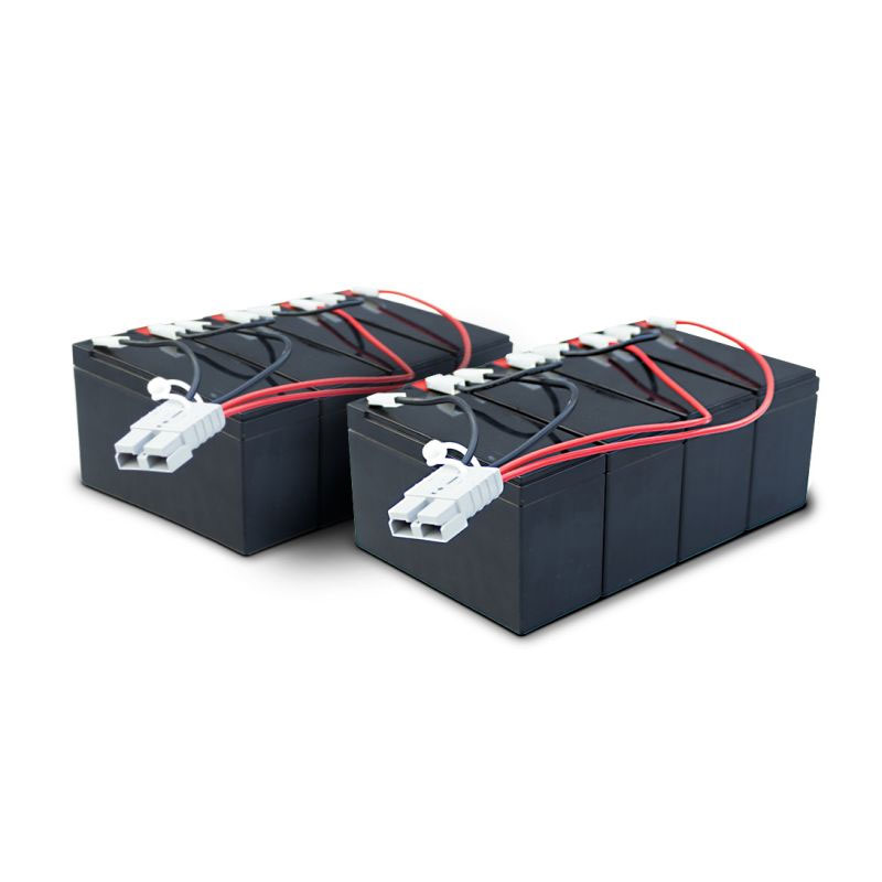 Ersatzakku für APC-Back-UPS RBC12 - fertiges Batterie-Modul zum Austausch  Der Batterie-Satz besteht aus 2 Packs mit je 4 Akkus und Kabel mit Stecker