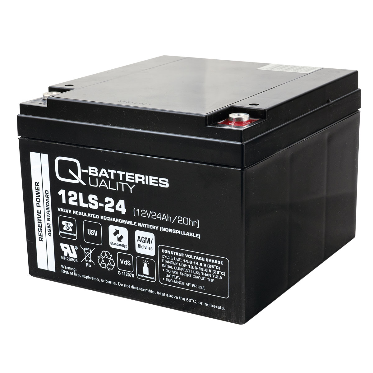 Q-Batteries 12LS-24 12V 24Ah Blei-Vlies-Akku / AGM VRLA mit VdS