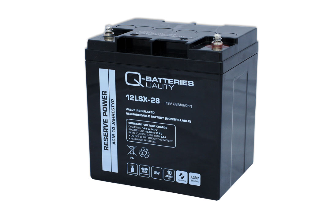 Q-Batteries 12LSX-28 12V 28Ah Blei-Vlies-Akku / AGM 10 Jahre