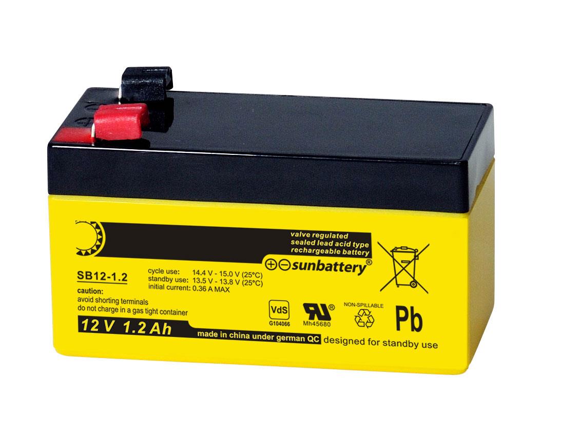 Sun Battery SB 12-1,2 V0 12V 1,2Ah (C20) AGM Batterie mit VdS