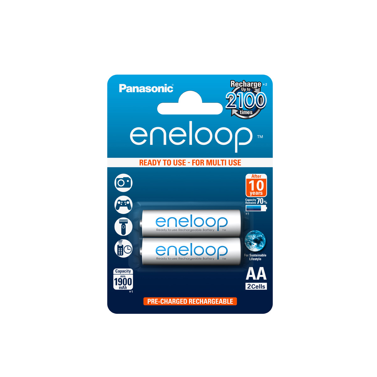 Eneloop Akku BK-3MCCE AA 1900mAh Ready2Use (2er Blister)