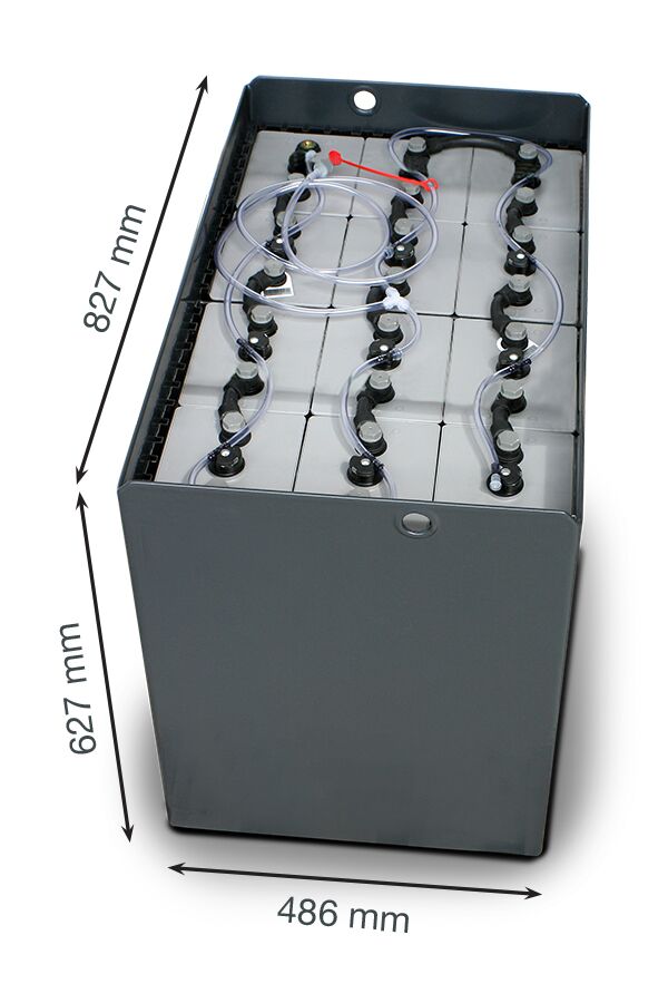 Q-Batteries 24V Gabelstaplerbatterie 8 PzS 1000 DIN A (827 x 486 x 627) Trog 57014037 inkl. Aquamatik