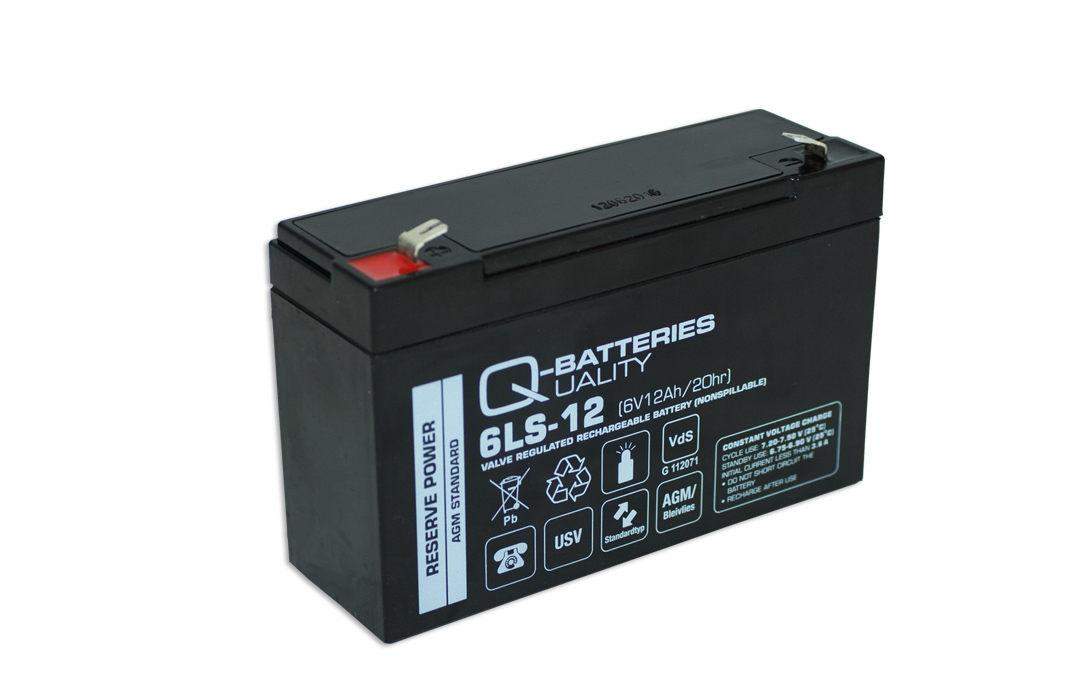 Q-Batteries 6LS-12 6V 12Ah Blei-Vlies Akku AGM VRLA mit VdS