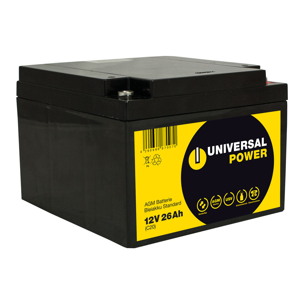 Universal Power AGM UPS12-26 12V 26Ah AGM Batterie USV Akku wartungsfrei