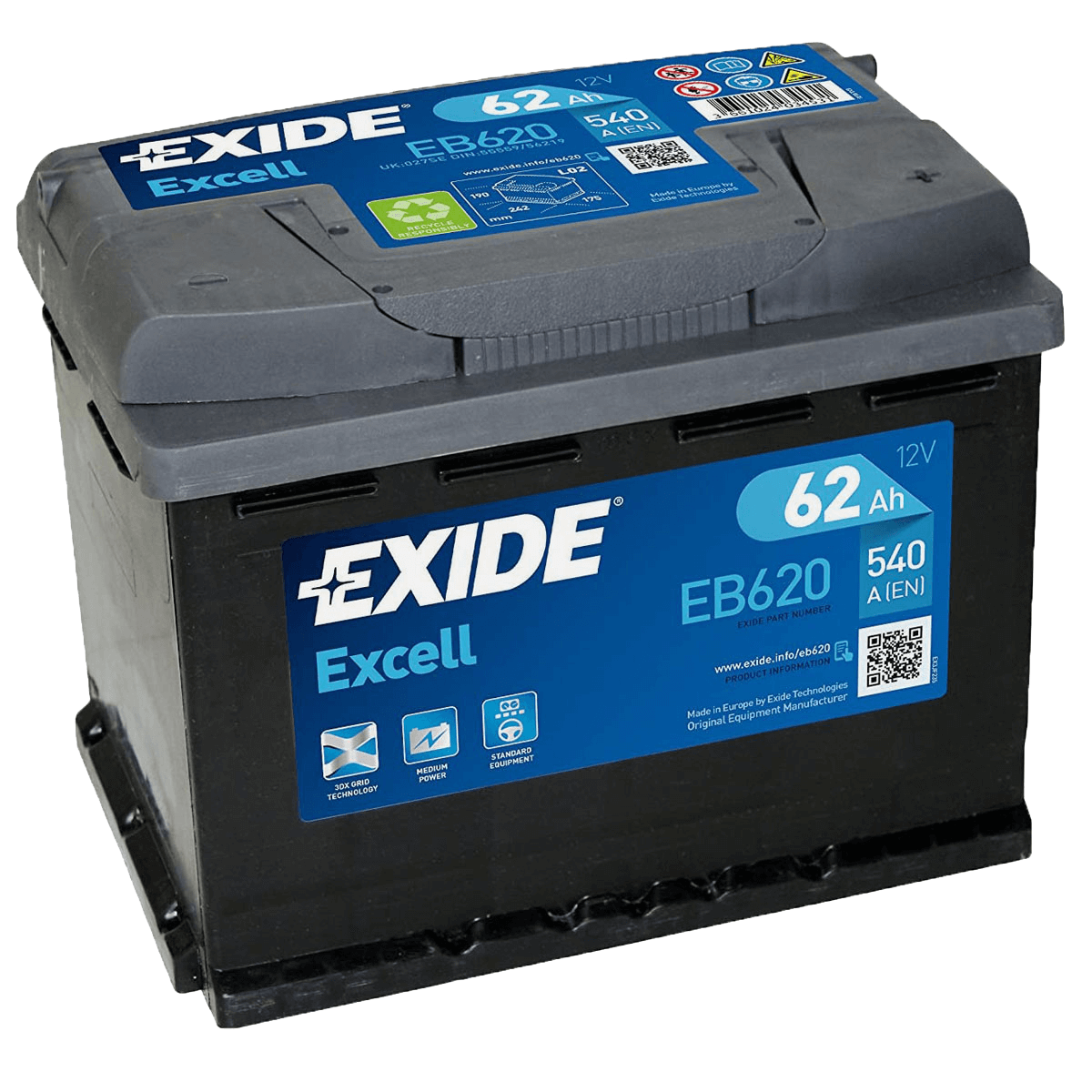 Exide EB620 Excell 62Ah 540A Autobatterie