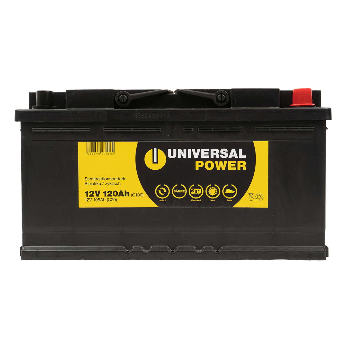 Universal Power UPA12-120 Solar Batterie Wohnmobilbatterie 12V 120Ah (C100) zyklenfest