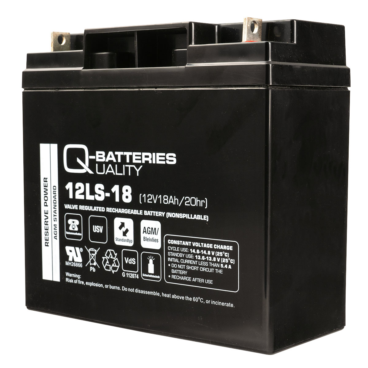 Q-Batteries 12LS-18 12V 18Ah Blei-Vlies-Akku / AGM VRLA mit VdS