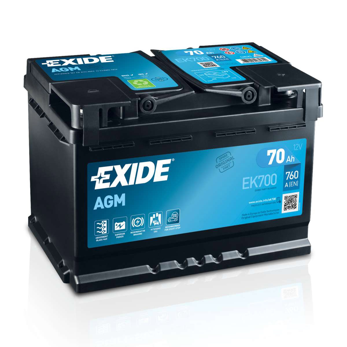 Exide EK700 AGM 70Ah 760A Autobatterie Start-Stop