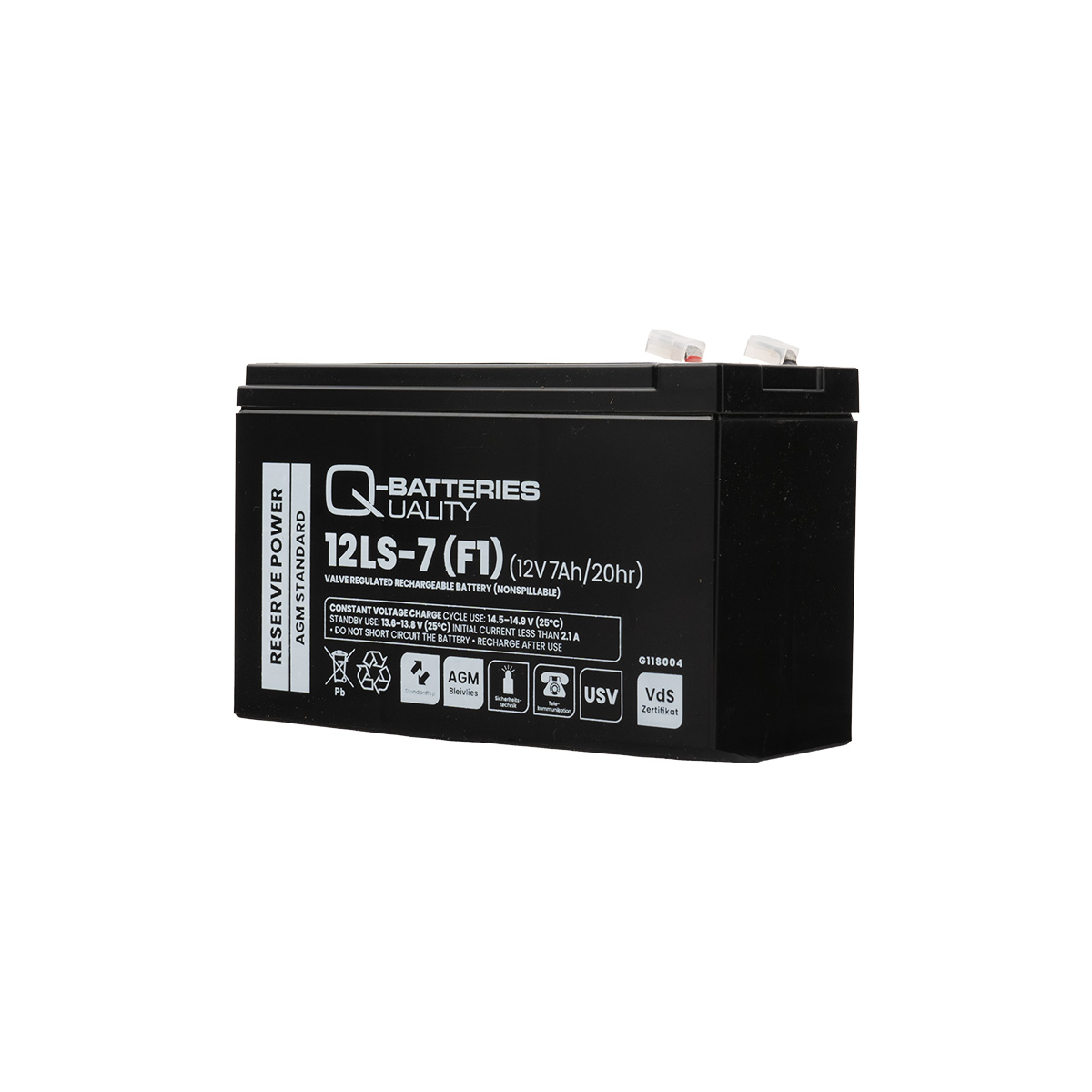 Q-Batteries 12LS-7 F1 12V 7Ah Blei-Vlies-Akku / AGM VRLA mit VdS G118004