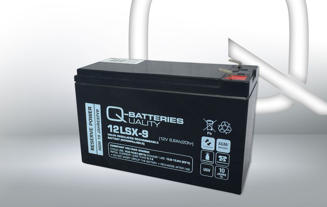 Q-Batteries 12LSX-9 12V 8,8Ah Blei-Vlies-Akku AGM 10 Jahre