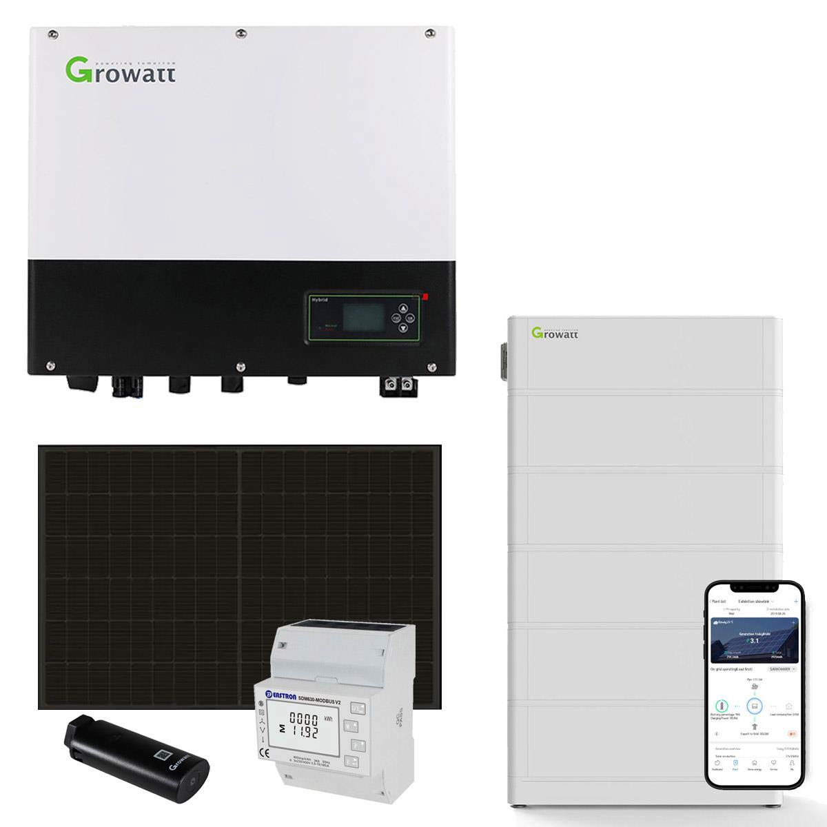 Growatt 4kWp PV Komplettanlage mit Solarmodulen und 12,8kWh Speicher