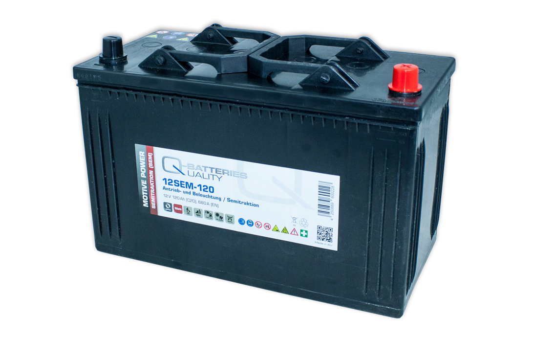 Q-Batteries 12SEM-120 12V 120Ah Semitraktionsbatterie