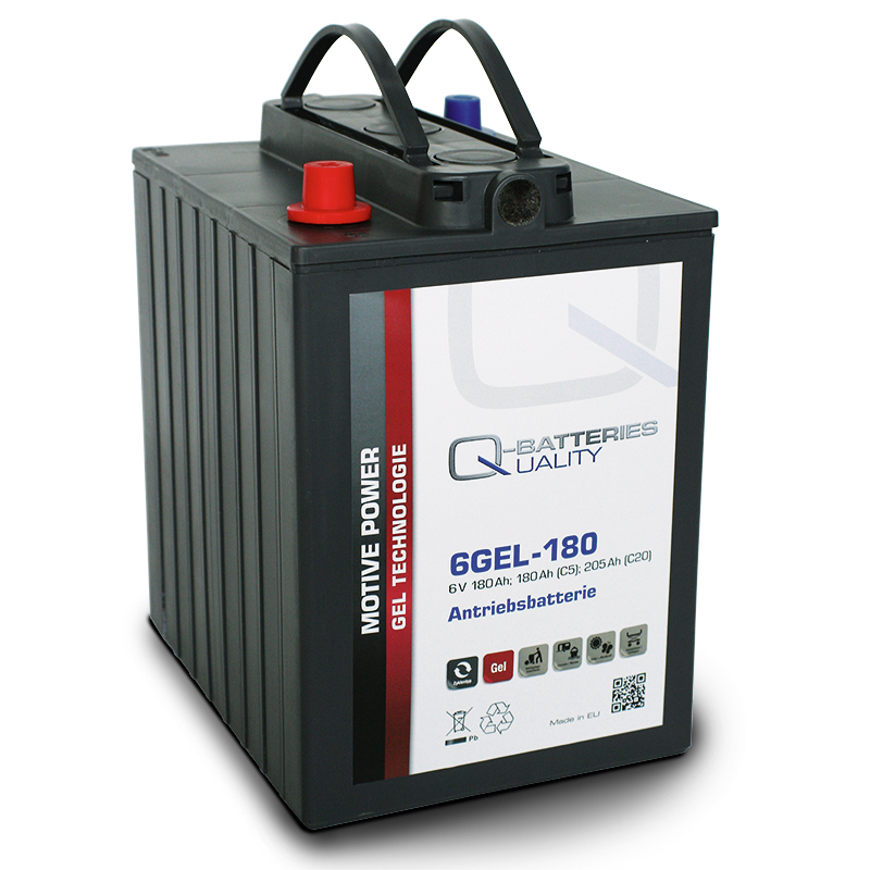 Q-Batteries 6GEL-180 Antriebsbatterie 6V 180Ah (5h) 205Ah (20h) wartungsfreier Gel-Akku VRLA