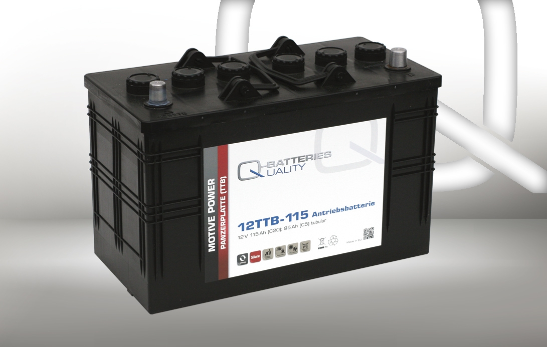 Q-Batteries 12TTB-115 12V 115Ah (C20) geschlossene Blockbatterie, positive Röhrchenplatte
