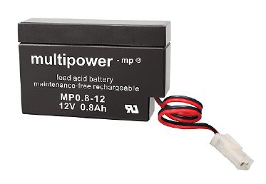 Multipower MP0,8-12 / 12V 0,8Ah Blei Akku AGM mit AMP-Stecker