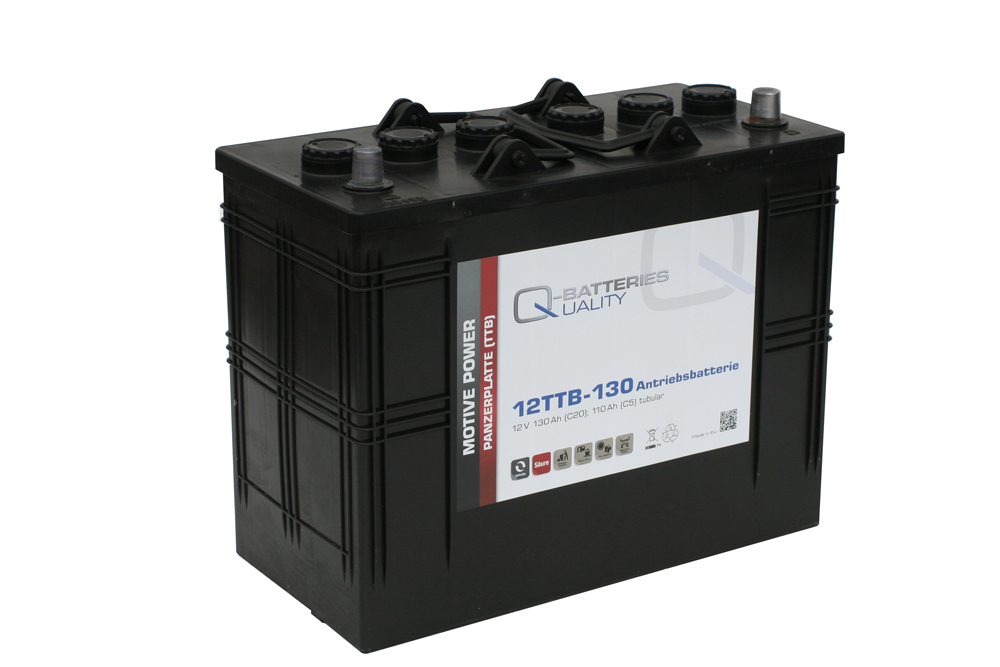 Q-Batteries 12TTB-130 12V 130Ah (C20) geschlossene Blockbatterie, positive Röhrchenplatte
