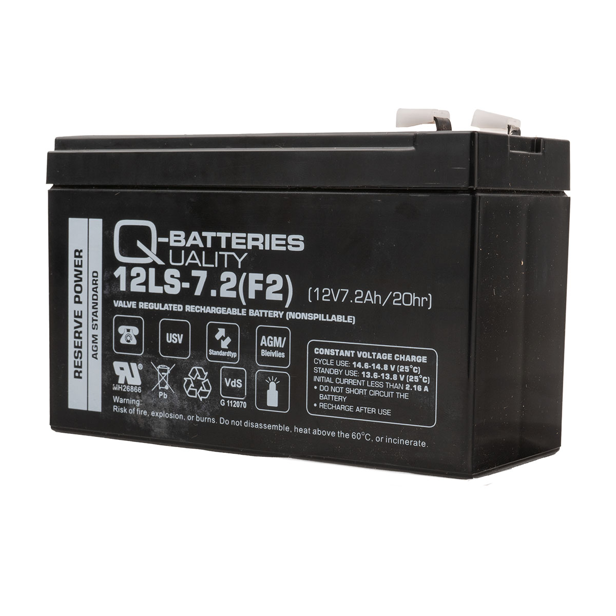 Q-Batteries 12LS-7.2 F2 12V 7.2Ah Blei-Vlies-Akku / AGM VRLA mit VdS